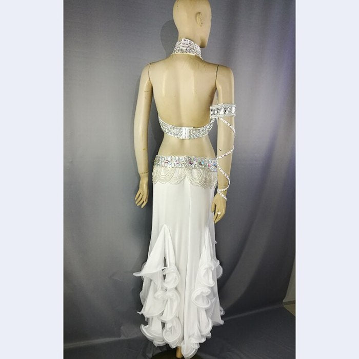 Top quality New women belly dance costume set showgirl belly dancing clothes halloween bellydance bra&belt&skirt 5pcs suit tf1732+ sk38