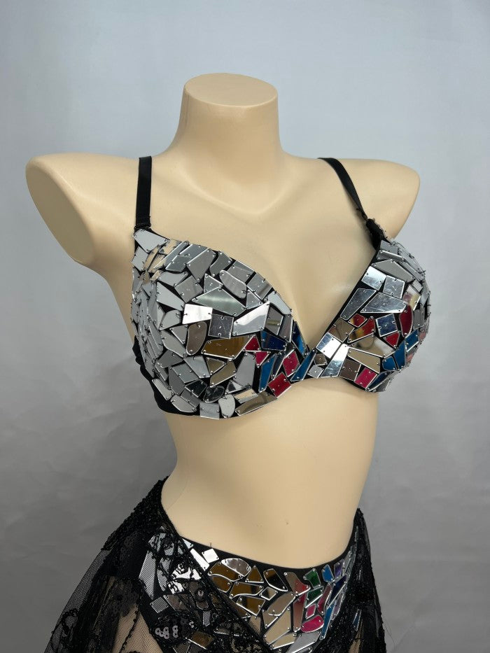 Samba Carnival Handmade Bra And High Waist Bottom mirror stones For EDC Festival Costumes
