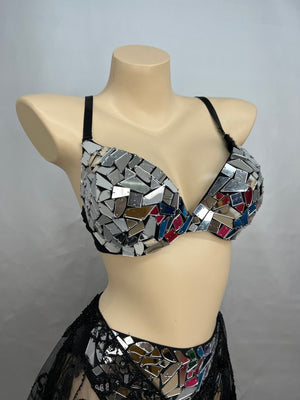 Samba Carnival Handmade Bra And High Waist Bottom mirror stones For EDC Festival Costumes