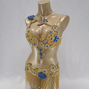 New Adult Women's Professional Belly Dance Clothing Performance Outfits Bead Crystal Belly Dance Costumes Set Bellydance Clothes tf1921