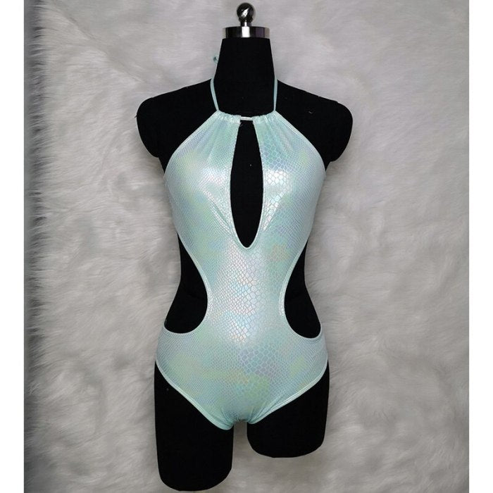 New Women Glitter Swimsuit Sexy One Piece Shiny Bikini Swimsuit Set Summer Holiday Monokini Swimwear Beachwear Bathing Suit