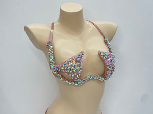 New Style Samba Carnival Rave Festival Party Wire Bra Rainbow Stone For EDC Festival