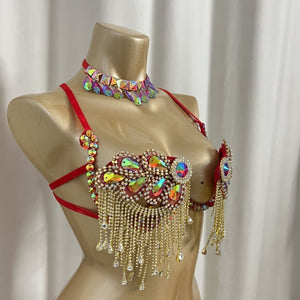 New Handmade Samba Carnival  Wire Bra With Stones For EDC Festival Rave Carnival BB053
