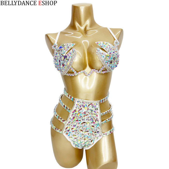 Samba Carnival Wire Bra And Panty Rainbow Stone Free Shipping Black and royal blue color BP036