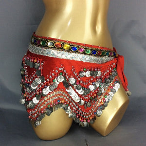HOT SALE belly dance hip scarf coins sequins chain dancing hip scarf warp belllydance costume belt women skirt dancewear 10color HS2006