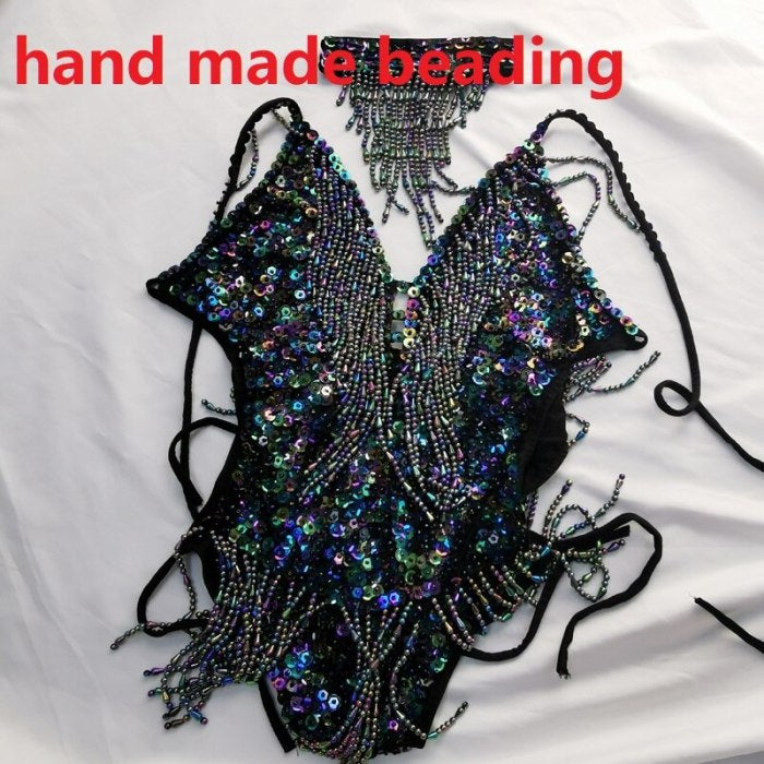 New Style One Piece Leotard Dancewear Bellydance Accessories Sexy Women beading Sequin Bodysuit Belly Dancing Costume Adult BS02