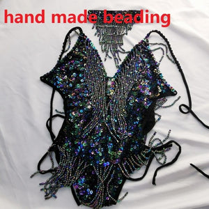 New Style One Piece Leotard Dancewear Bellydance Accessories Sexy Women beading Sequin Bodysuit Belly Dancing Costume Adult BS02