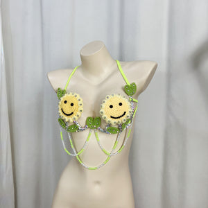 New Samba Carnival Handmade Wire Bra Smiling Sunflower Weaving Pattern For Party,EDC Carnival