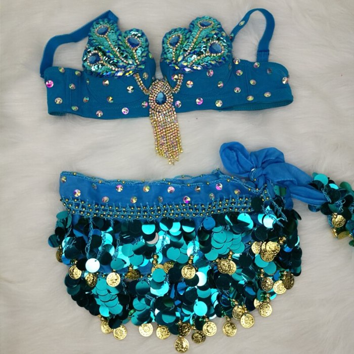 Samba Belly Dance Costume Hand Beaded  Bra and Hip Scarf Belt 2PCS/SET BB010+HS902