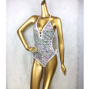 New Women Dancewear Color Stone Stage Costume Bodysuit Swimsuit One Piece Lady Bellydance Sexy Belly Dancing Costume Outfit