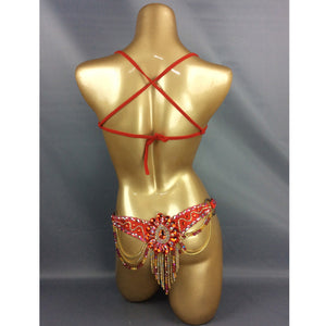 Samba Carnival Bra Belt Rainbow Stone C013-RYOAL BLUE & RED