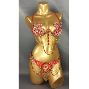 Samba Carnival Bra Belt Rainbow Stone C013-RYOAL BLUE & RED