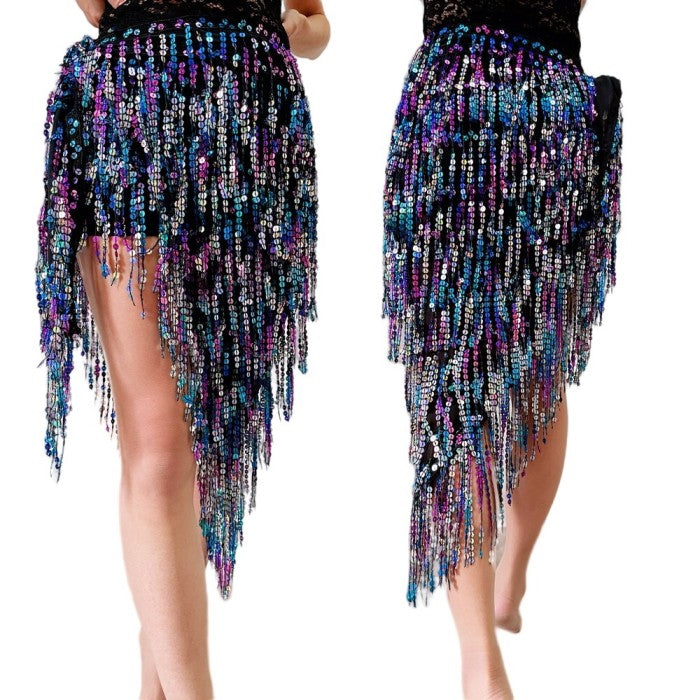 New Bellydance Hip Scarf Tassel Hip Scarves Beaded Sequins Belly Dance Waist Chain Belly Dancing Shawl Belt