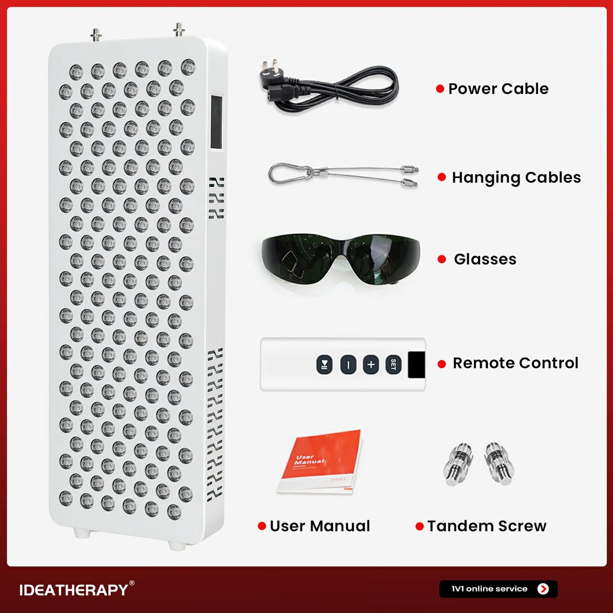 RLPRO200 red light therapy panel with included accessories