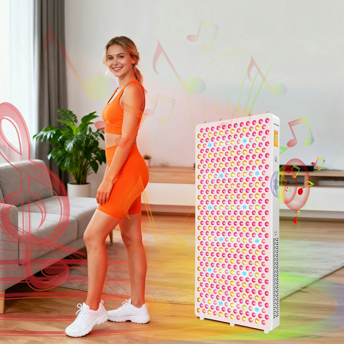 Person using the RLPRO600-X2 red light therapy panel