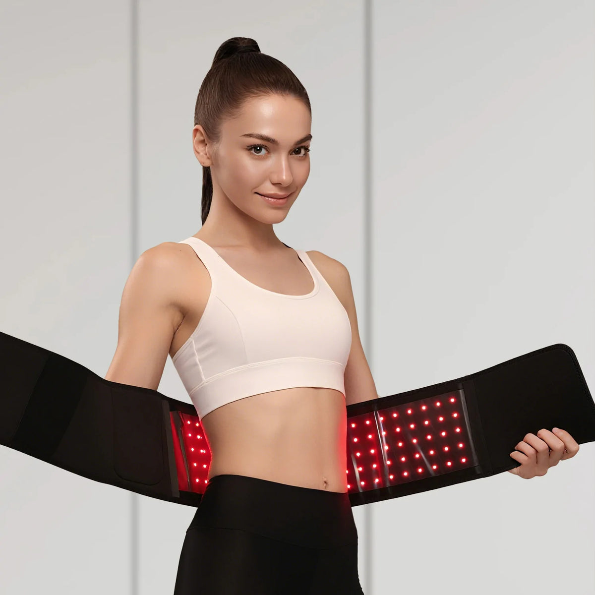 Person using the TLB105-G4 red light therapy belt