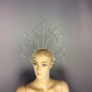 Wire Headpiece, Gold Wire, Spiral Design, Abstract Crown, Dance Performance