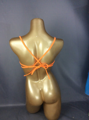 Rhinestone Butterfly Embellished Orange Sequin Dance Bra Top