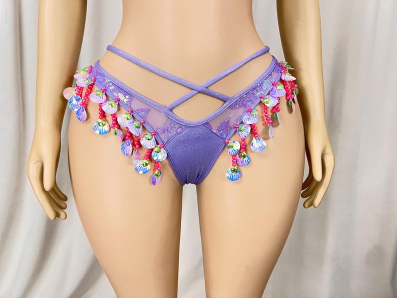 Sequin Shell Fringe Halter Top and Strappy Bottoms Set, Women's Purple Shimmer Sequin Shell Fringe Halter Top and Strappy Bottoms Set, Latin Dance