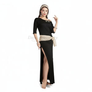 Adult Belly Dance Practice 3-Piece Set With Loose Fit Modal Robe, Headscarf, and Hip Scarf