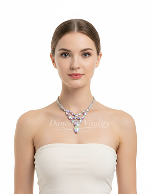Necklace With AB Rhinestones For Belly Dance Competition Performance For Women And Kids