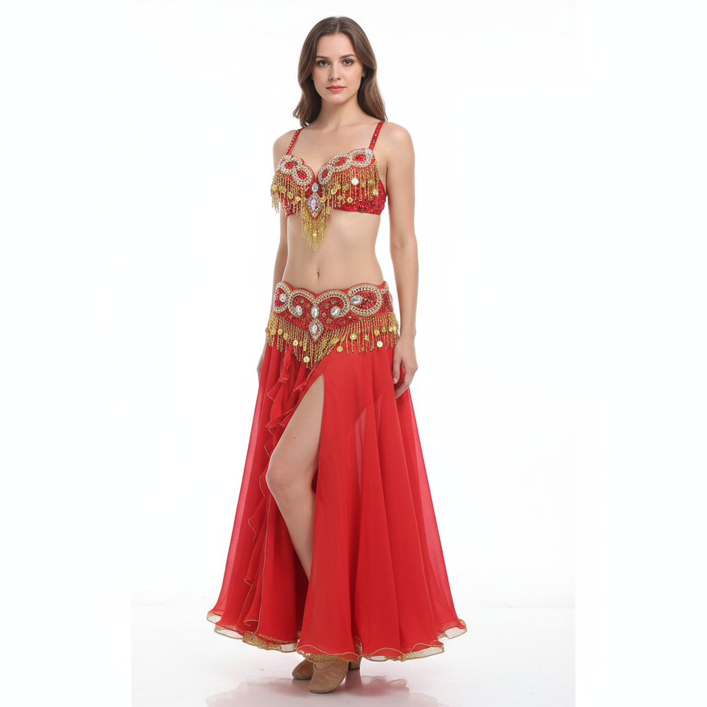 Handmade beaded belly dance costume wear Bar+Belt+skirt 3piece / set 2 color ladies belly dance costumes set women dancing wear TF1603