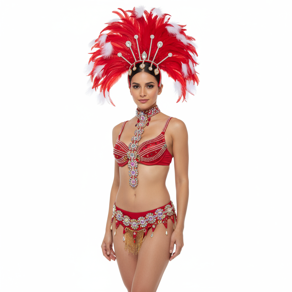 Free Shipping Hot Selling Sexy Samba Rio Carnival Costumes Feather Head Piece Red Color