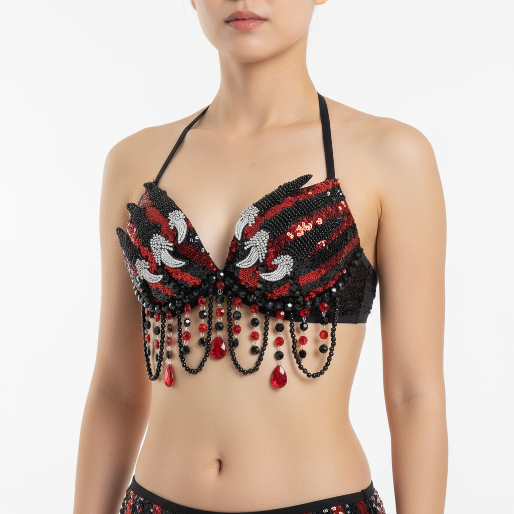 New Handmade Samba Carnival  Wire Bra With Stones Dinosaur Claw Scratches For EDC Festival Rave Carnival BB062