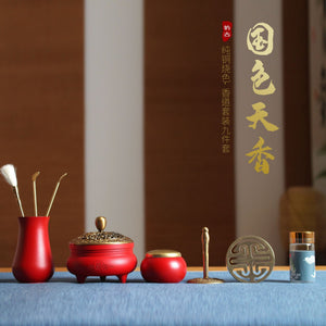 Blue and White Brass Incense Burner Set