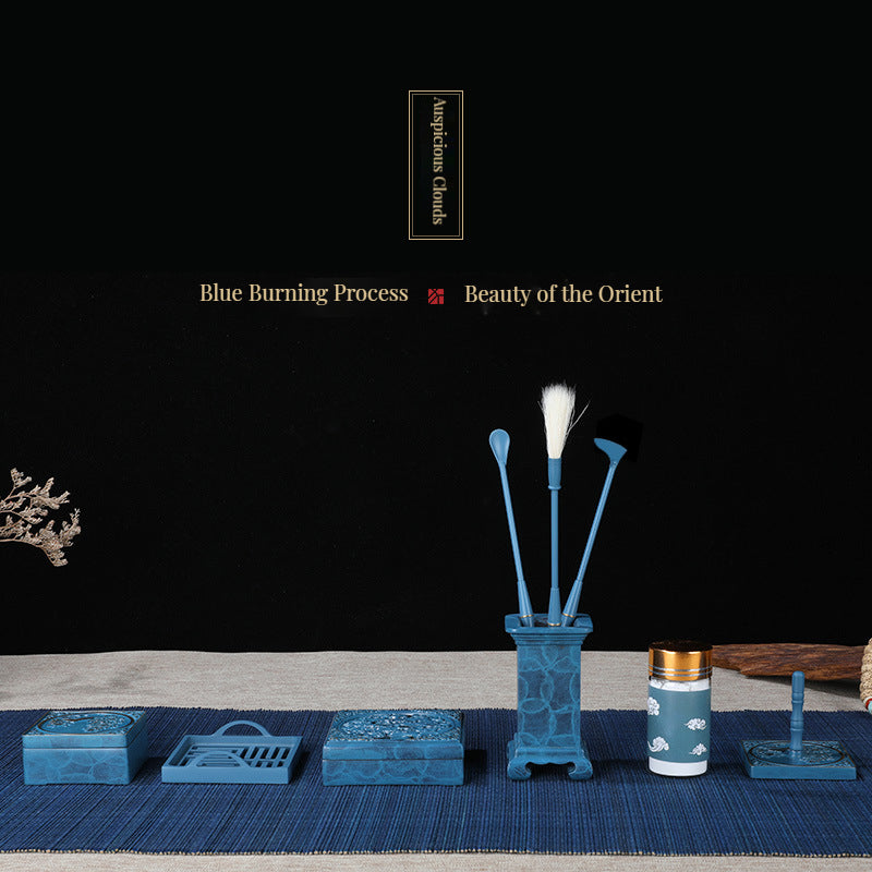Ancient Blue Censer Incense Burner Kit Set