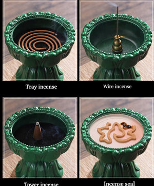 Antique Lotus Brass Incense Burner for Meditation