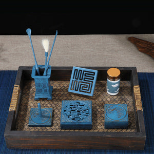 Ancient Blue Censer Incense Burner Kit Set