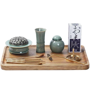 Traditional Green Chinese Glazed Ceramic Incense Burner Set