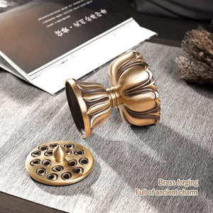 Antique Lotus Brass Incense Burner for Meditation