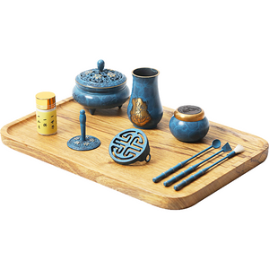Blue and White Brass Incense Burner Set